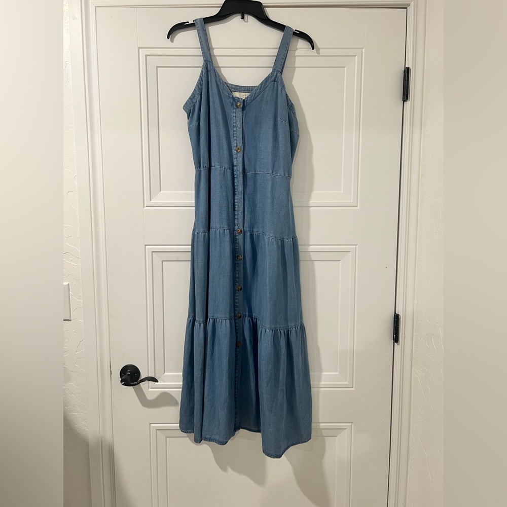 LOFT Blue Denim Maxi Dress
